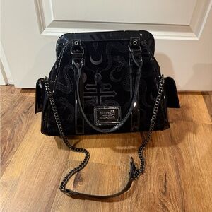 Killstar Black Patent Leather and Velvet Handbag